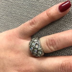 Lia Sophia cocktail ring. Silver and crystals.